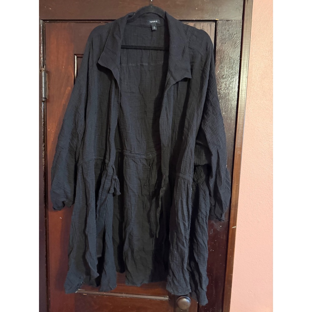 Torrid Black Gauze Empire Waist Drawstring Tunic Shirt Plus Size 6 6X